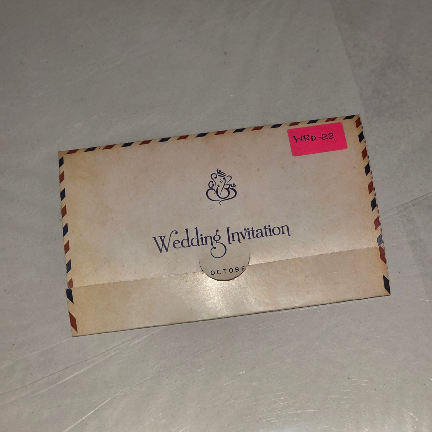Vintage Style Wedding Invitation with Airmail Design
