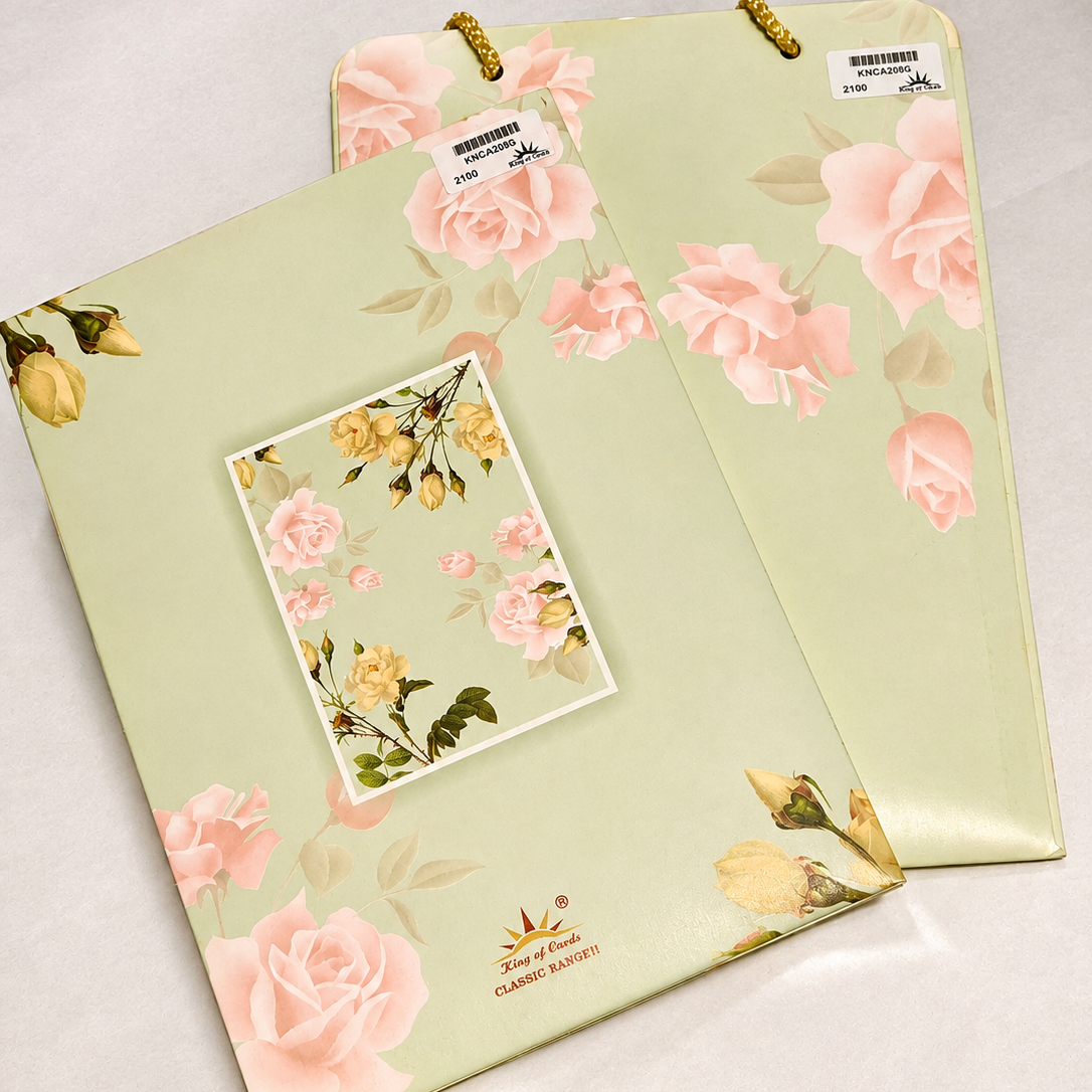 Pastel Floral Foil Wedding Invitation Card with Premium Gift Bag