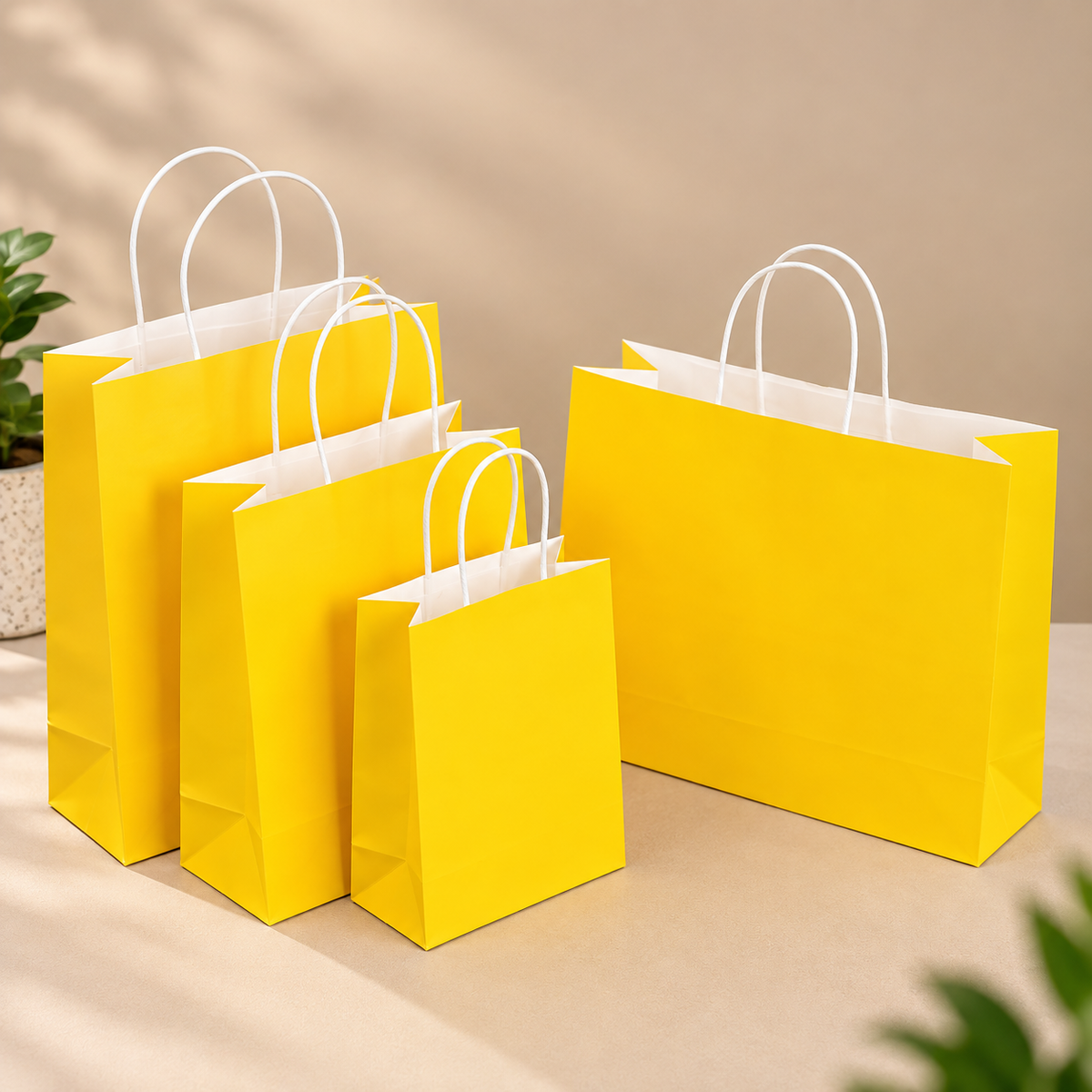 Yellow Plain Paper Bag