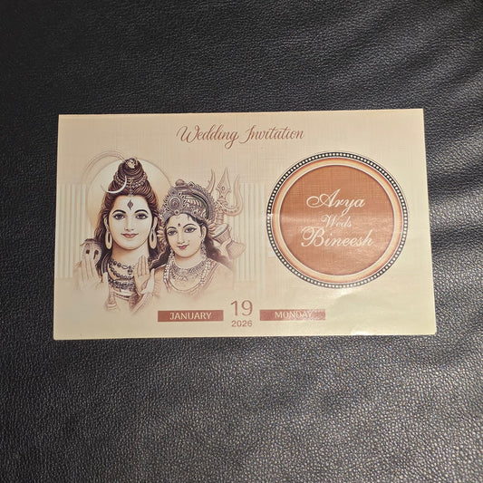 Traditional Hindu Wedding Invitation Card with Shiva Parvati Theme
