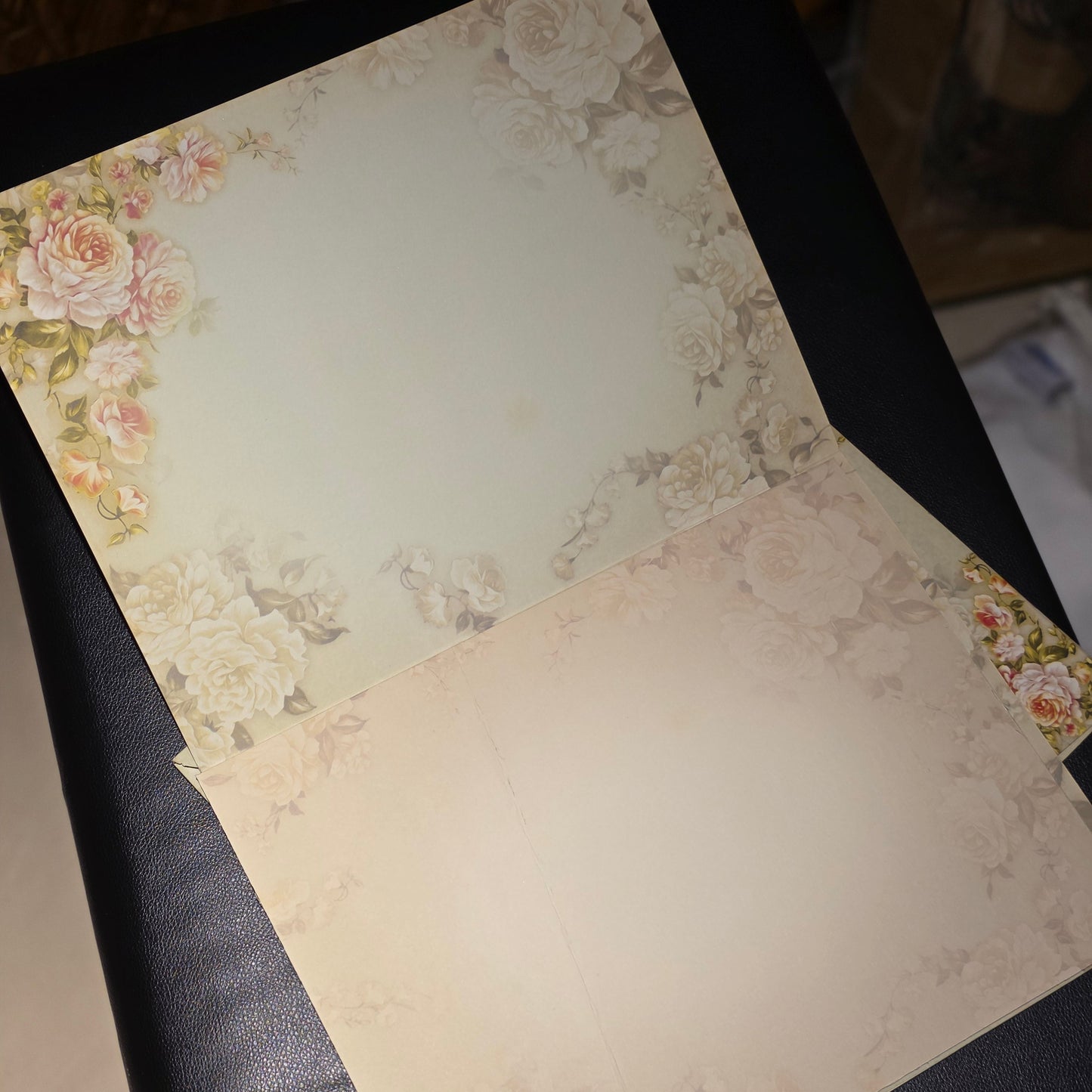 Blush Gardenia Floral Gold Foil Wedding Invitation Card
