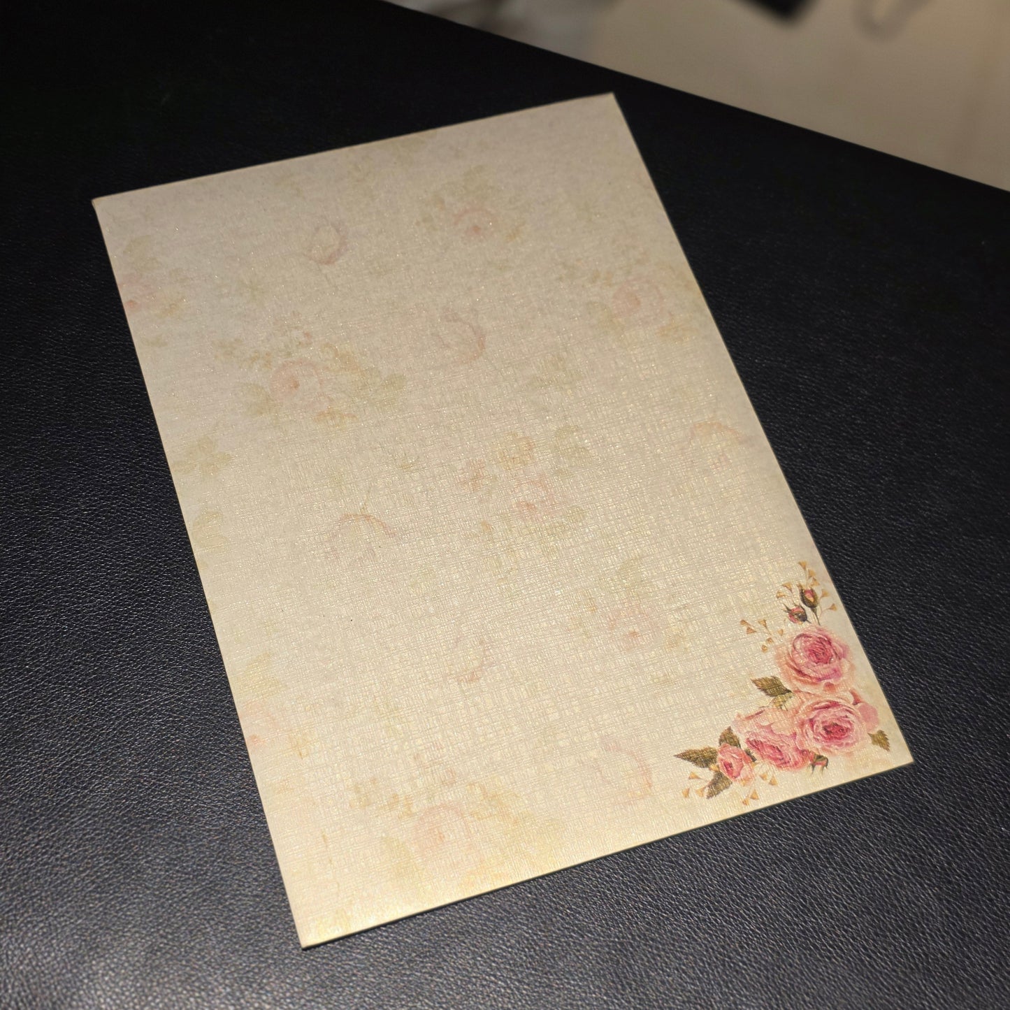 Elegant Vintage Floral Wedding Invitation Card | Shimmer Textured Cream