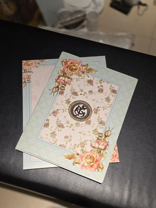 Mint & Peach Botanical Ganesha Wedding Invitation | Floral Foil Suite