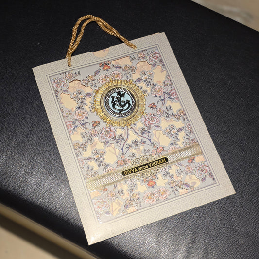 Royal Pastel Floral Wedding Invitation Card | Intricate Laser Cut & Gold Foil Ganesha Suite