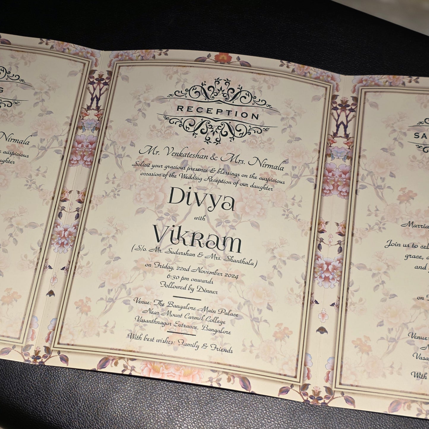 Royal Pastel Floral Wedding Invitation Card | Intricate Laser Cut & Gold Foil Ganesha Suite