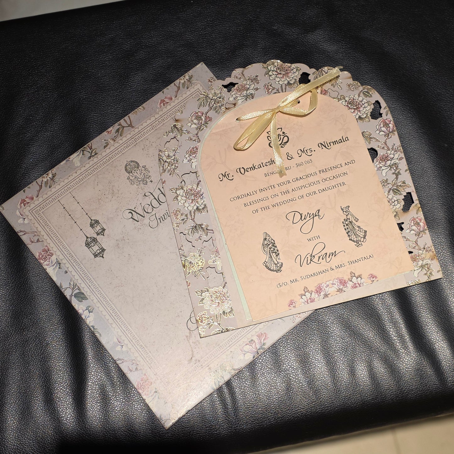 Vintage Floral Arch Wedding Invitation
