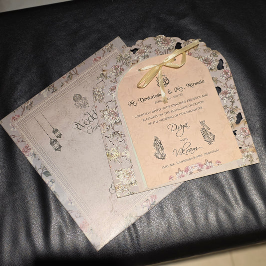 Vintage Floral Arch Wedding Invitation