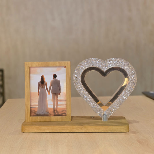 Crystal Heart Wooden Photo Frame