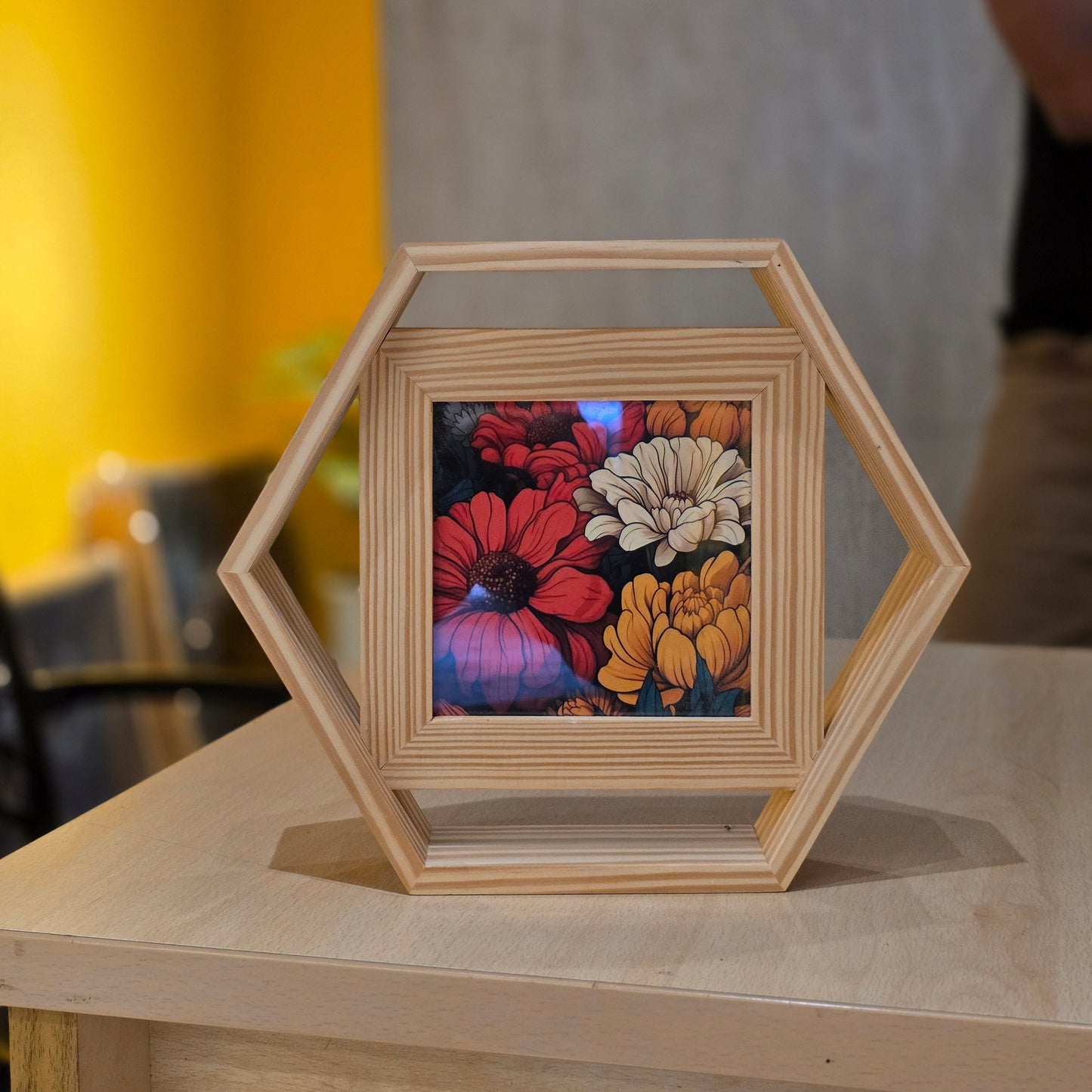Hexagon Wooden Photo Frame | Geometric Decorative Frame