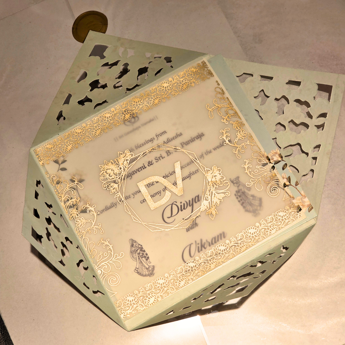 Sage Blossom Heirloom Wedding Invitation Card