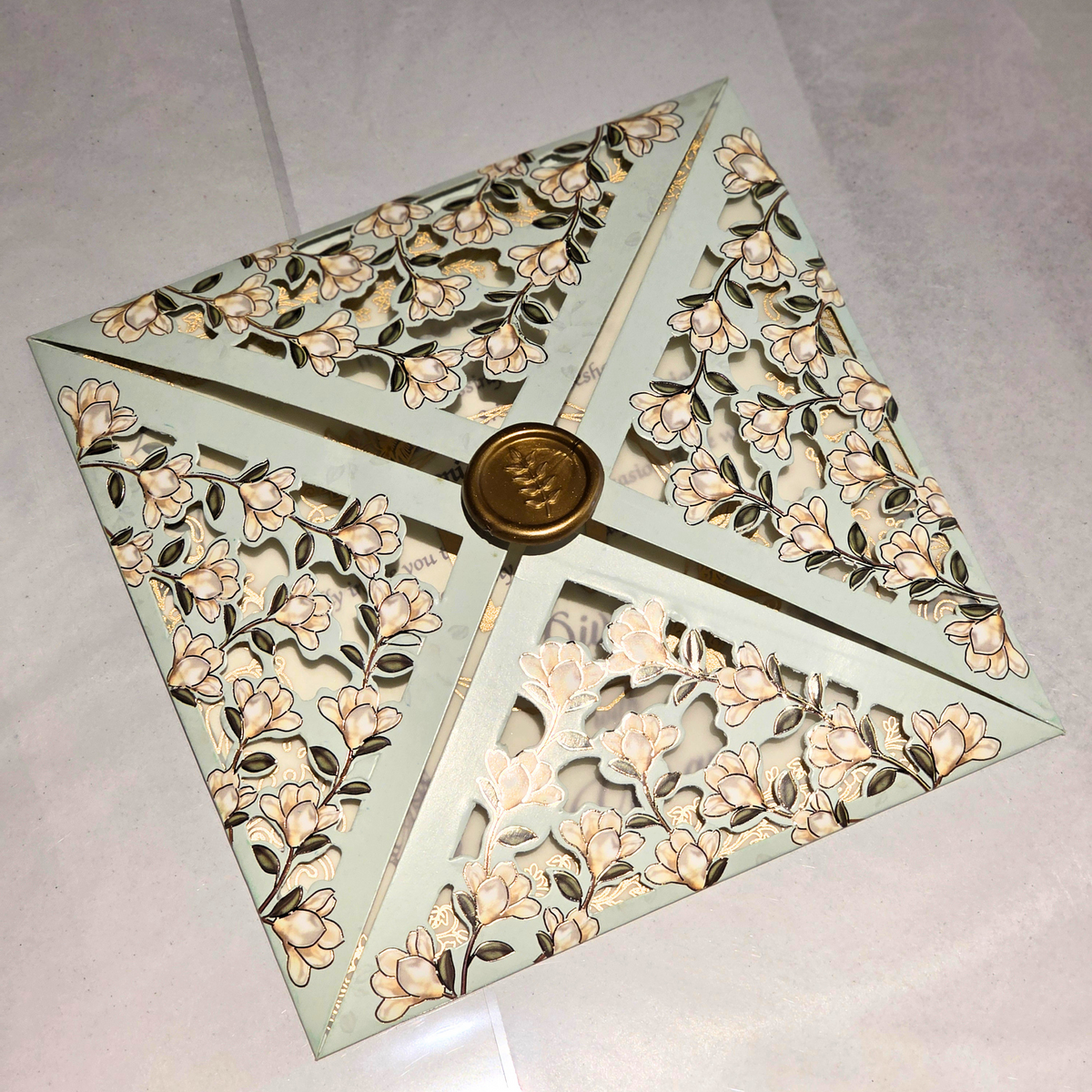 Sage Blossom Heirloom Wedding Invitation Card