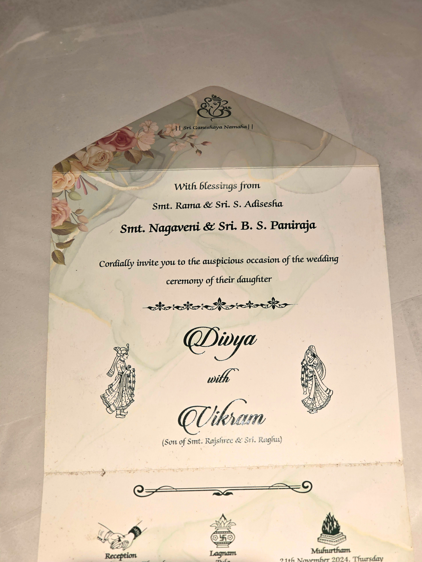 Elegant Floral Watercolor Wedding Invitation Card with Custom Monogram