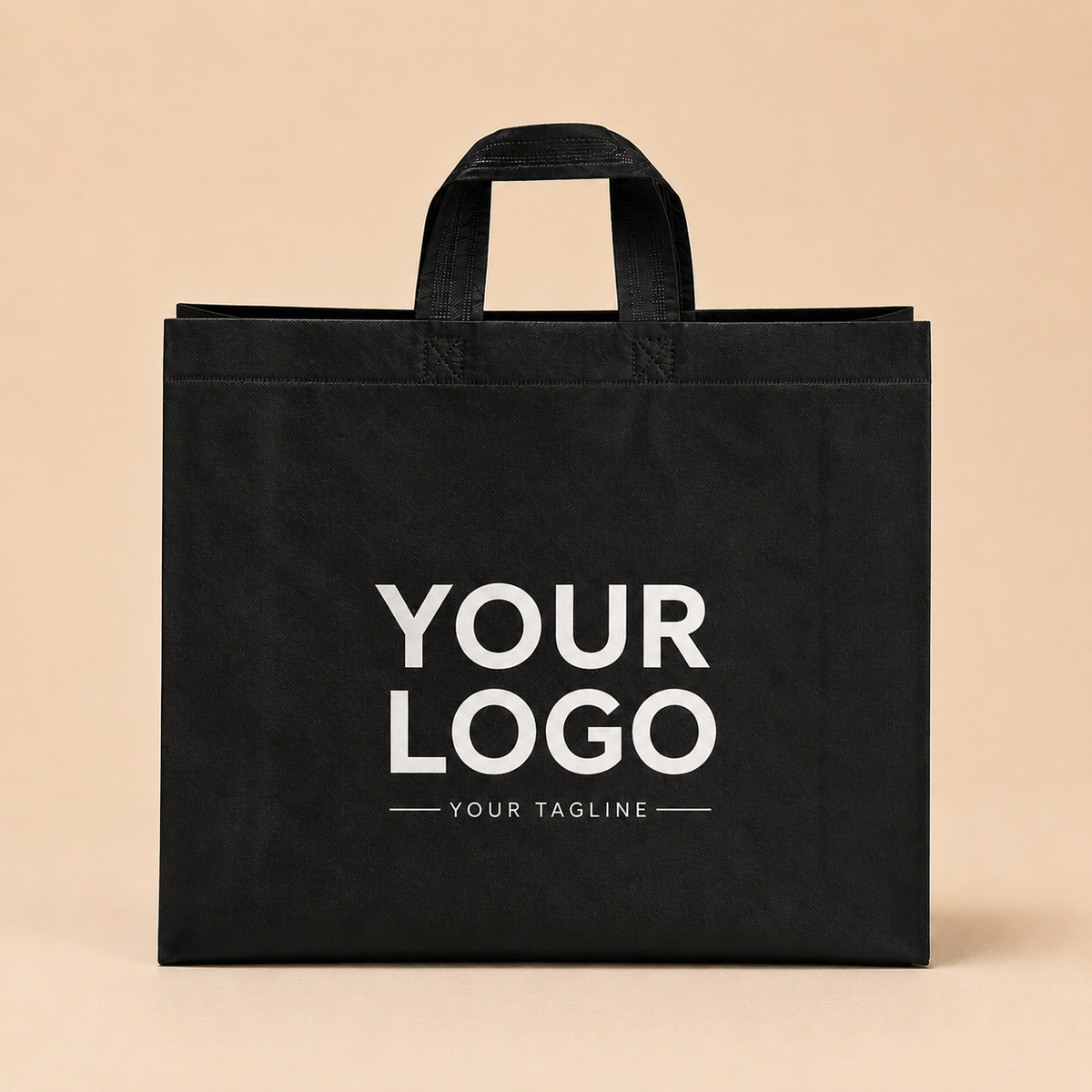 Custom Black BOPP Bag – Wide Body with Stitched Handles