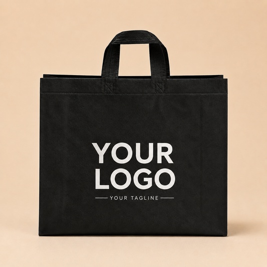 Custom Black BOPP Bag – Wide Body with Stitched Handles