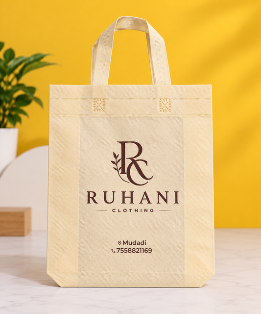 Custom Printed Non-Woven Carry Bag- Cream&Maroon