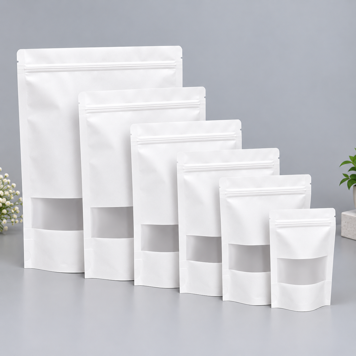Plain white standup pouch