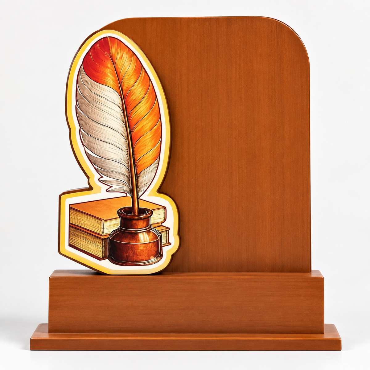 Premium Wooden Quill & Books Memento