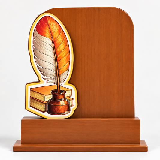 Premium Wooden Quill & Books Memento