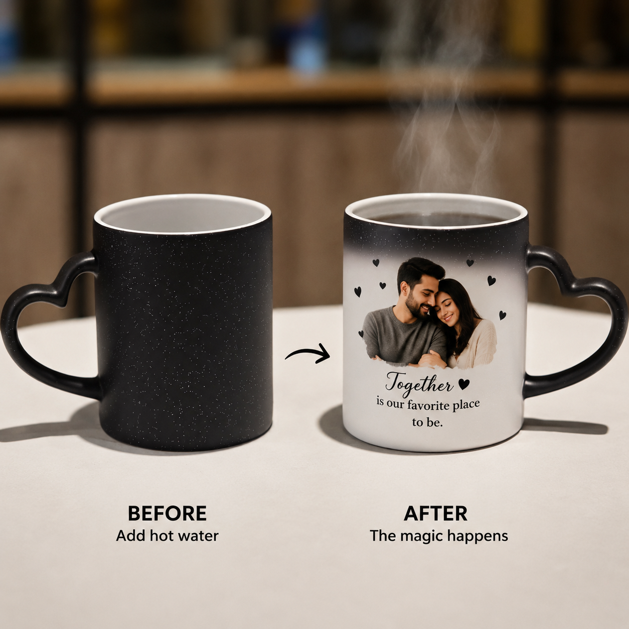 Customizable Magic Love Handle Mug | Personalized Heat Reveal Mug