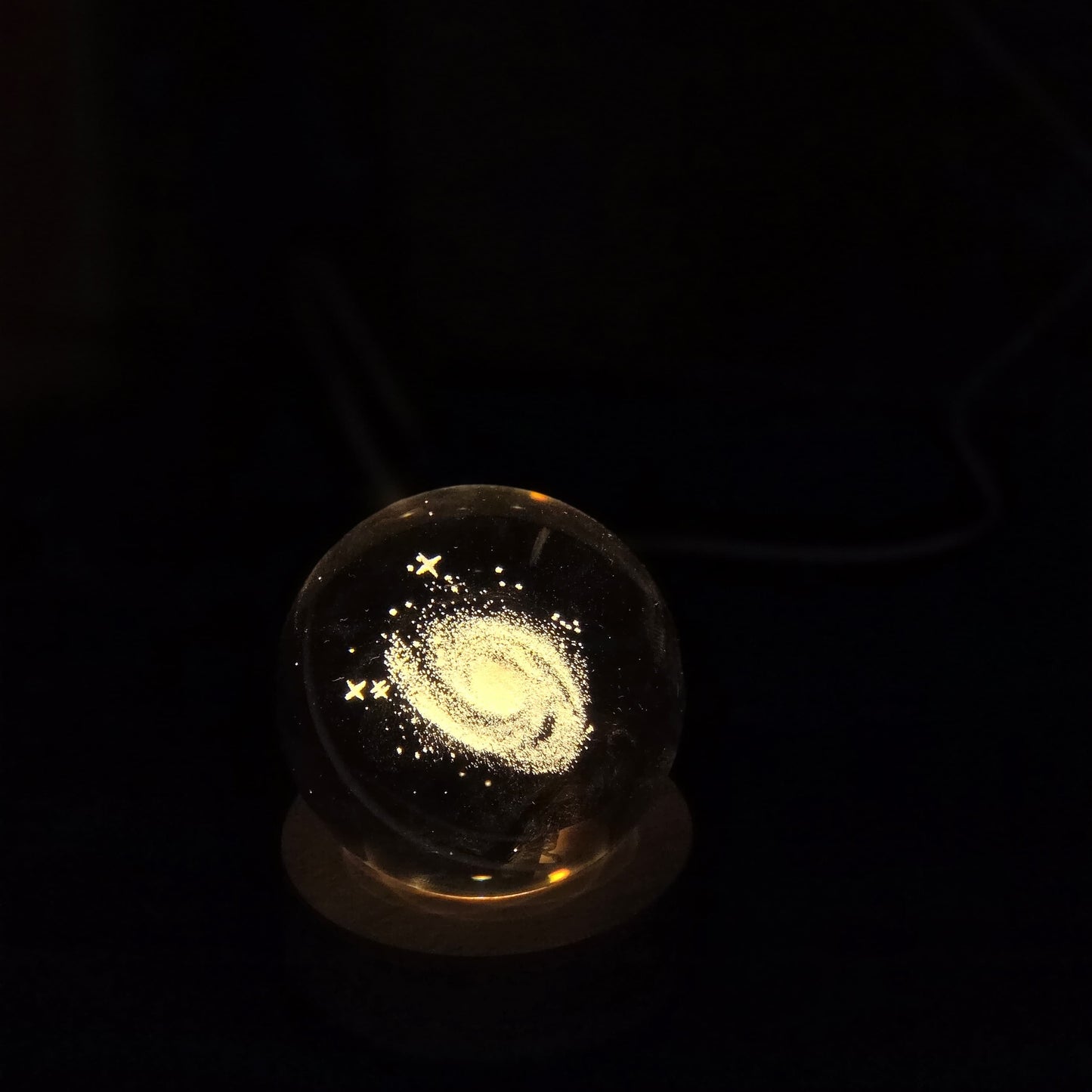 Galaxy Nebula Crystal Ball LED Lamp with Wooden Base
