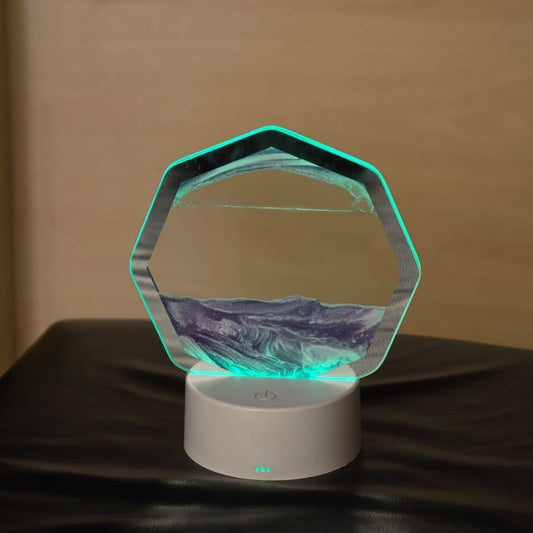 Hexagon Floating Sand Art LED Lamp – Multi Color