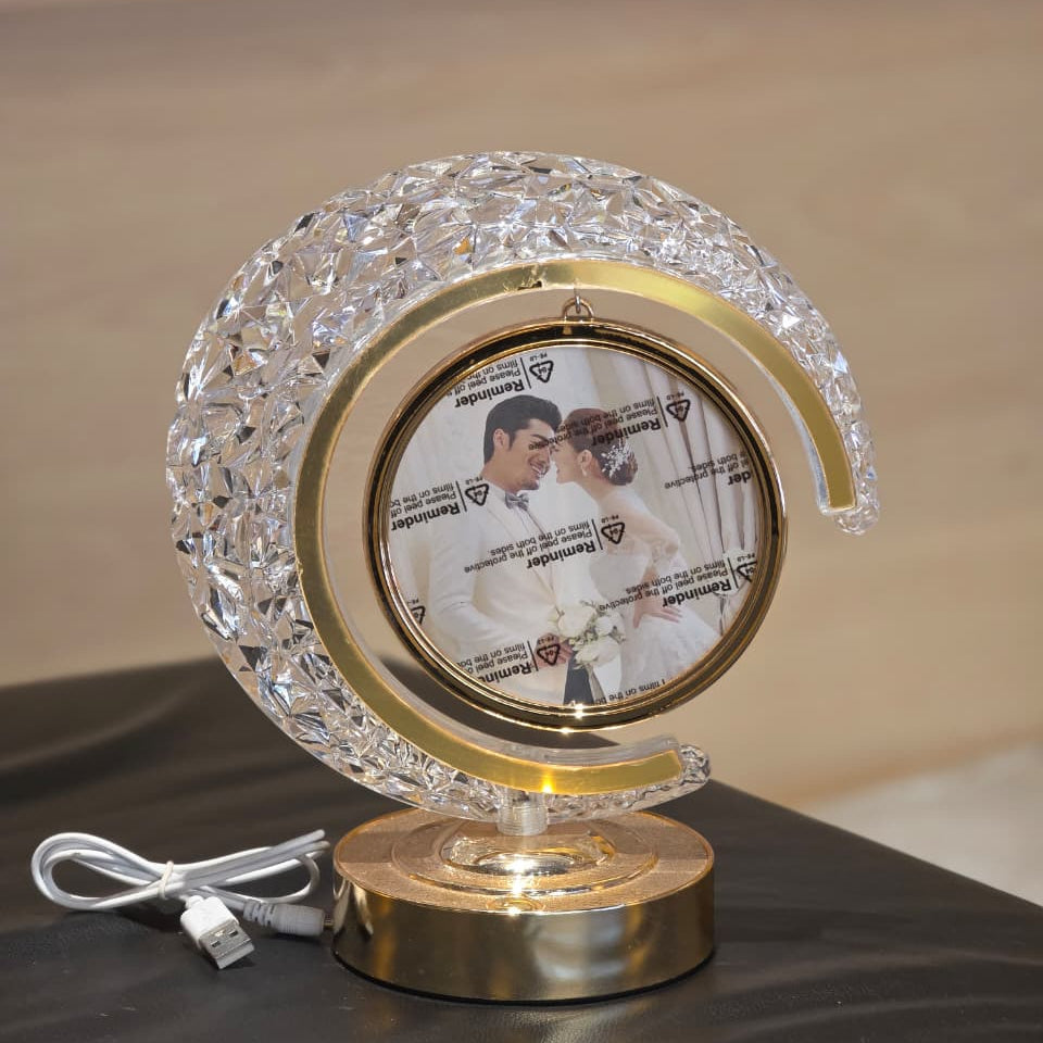 Crescent Moon LED Photo Frame Lamp – Personalized Illuminated Display