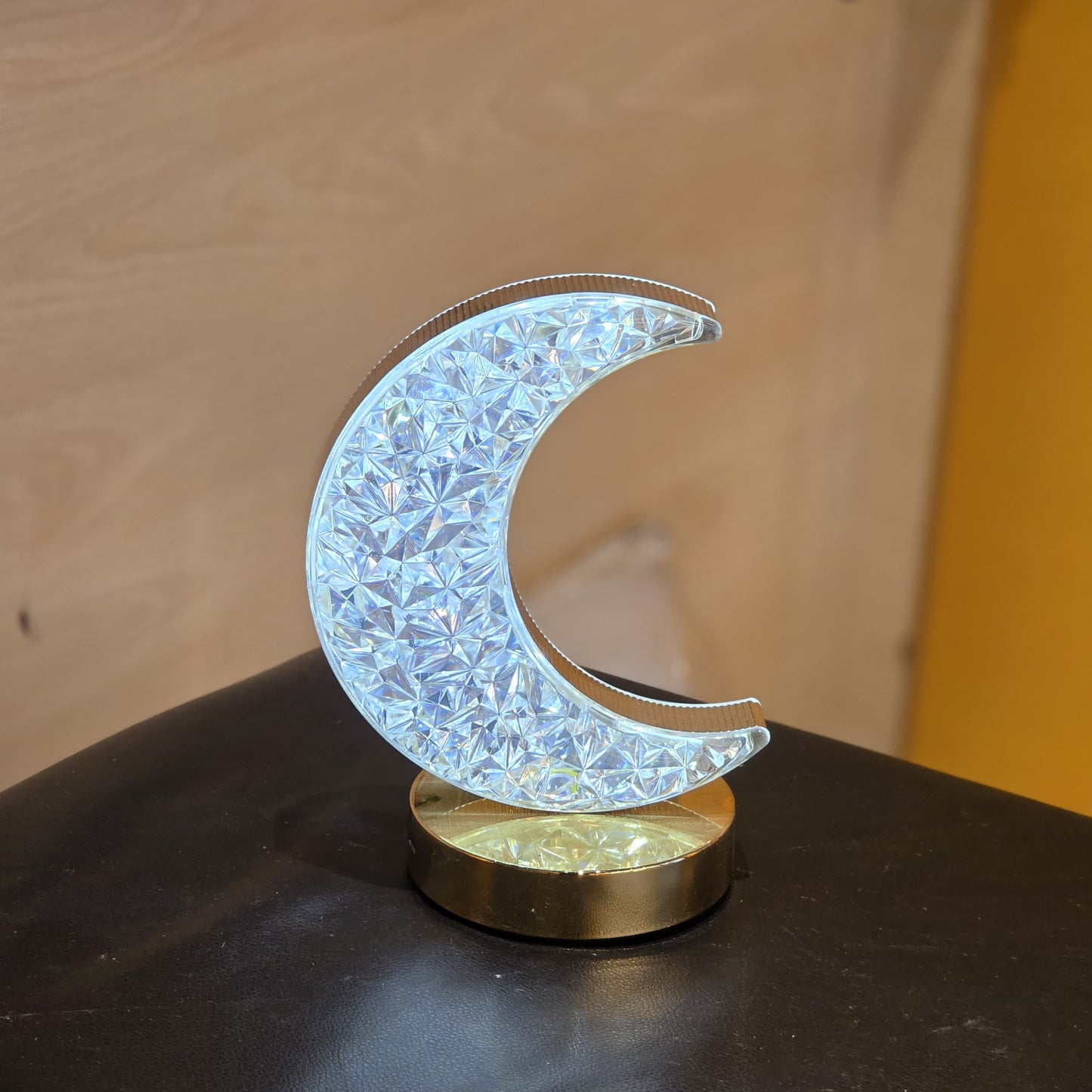 Crystal Crescent Moon LED Décor Lamp with Multi-Light Settings